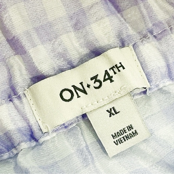 On 34th Women's Shirred Tonal-Stripe Gingham Print Camisole Top Purple Tank XL - Picture 9 of 14